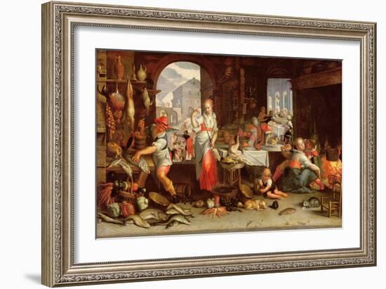 Kitchen Scene with the Parable of the Feast-Joachim Wtewael Or Utewael-Framed Giclee Print