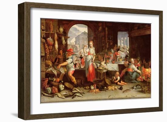 Kitchen Scene with the Parable of the Feast-Joachim Wtewael Or Utewael-Framed Giclee Print