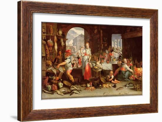 Kitchen Scene with the Parable of the Feast-Joachim Wtewael Or Utewael-Framed Giclee Print