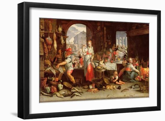 Kitchen Scene with the Parable of the Feast-Joachim Wtewael Or Utewael-Framed Giclee Print