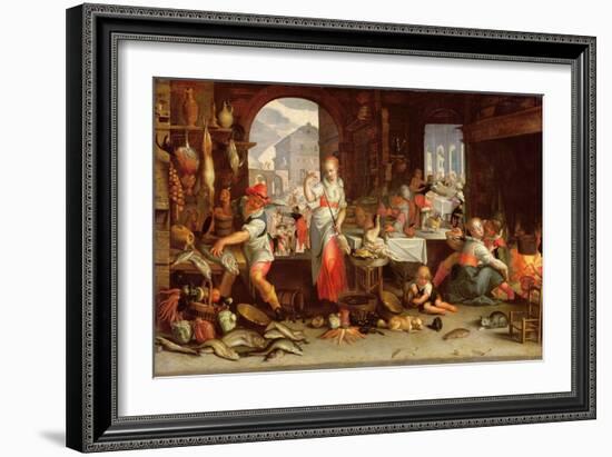 Kitchen Scene with the Parable of the Feast-Joachim Wtewael Or Utewael-Framed Giclee Print