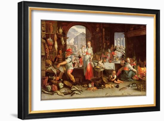 Kitchen Scene with the Parable of the Feast-Joachim Wtewael Or Utewael-Framed Giclee Print