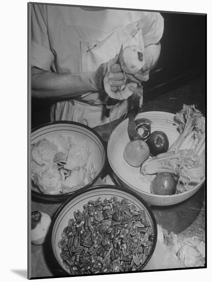 Kitchen Staff at the Waldorf Astoria Hotel Preparing Ingrediants for Waldorf Salads-Alfred Eisenstaedt-Mounted Photographic Print