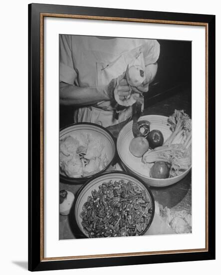 Kitchen Staff at the Waldorf Astoria Hotel Preparing Ingrediants for Waldorf Salads-Alfred Eisenstaedt-Framed Photographic Print