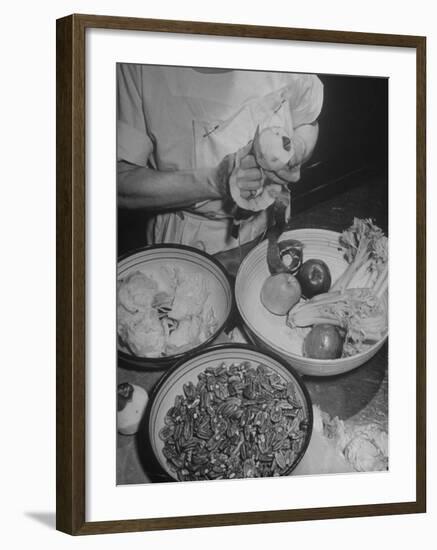 Kitchen Staff at the Waldorf Astoria Hotel Preparing Ingrediants for Waldorf Salads-Alfred Eisenstaedt-Framed Photographic Print