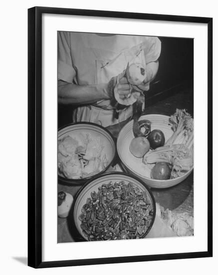 Kitchen Staff at the Waldorf Astoria Hotel Preparing Ingrediants for Waldorf Salads-Alfred Eisenstaedt-Framed Photographic Print