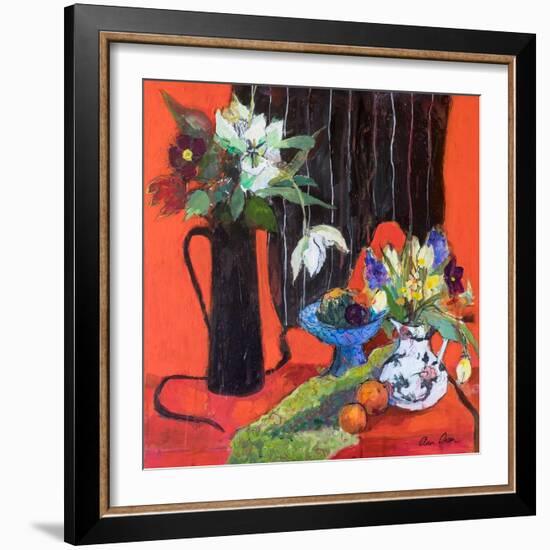 Kitchen Still Life on Red, 2019 (Acrylic)-Ann Oram-Framed Giclee Print