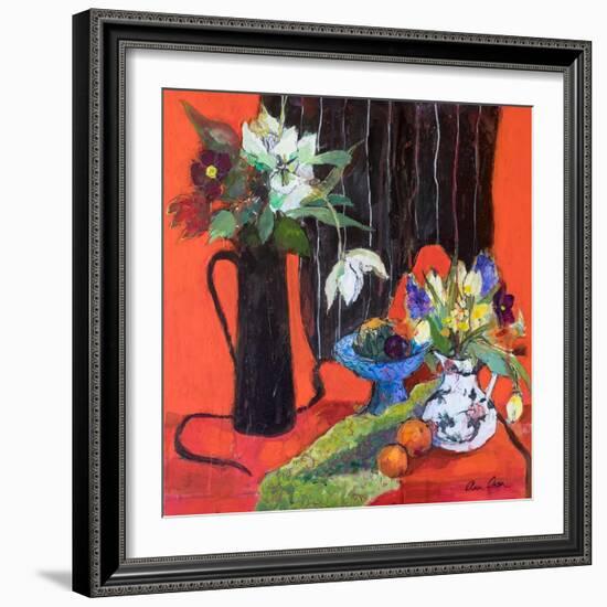 Kitchen Still Life on Red, 2019 (Acrylic)-Ann Oram-Framed Giclee Print