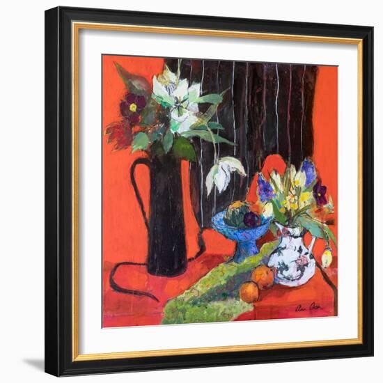 Kitchen Still Life on Red, 2019 (Acrylic)-Ann Oram-Framed Giclee Print