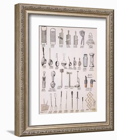 Kitchen Utensils, from a Trade Catalogue of Domestic Goods and Fittings, c.1890-1910-null-Framed Giclee Print