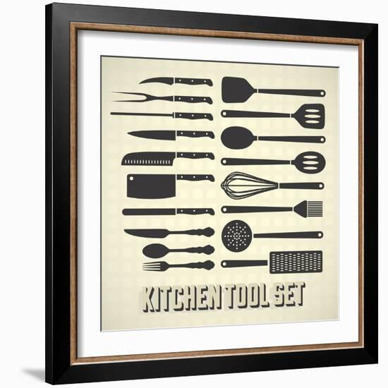 Kitchen Utensils Set-vreddane-Framed Art Print