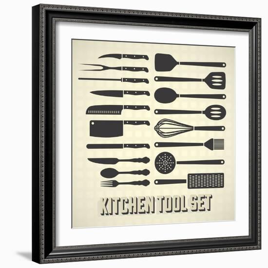 Kitchen Utensils Set-vreddane-Framed Art Print