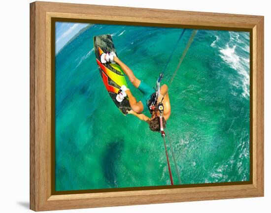 Kite Boarding. Fun in the Ocean, Extreme Sport. POV View from Action Camera.-EpicStockMedia-Framed Premier Image Canvas