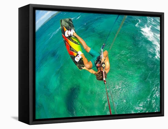 Kite Boarding. Fun in the Ocean, Extreme Sport. POV View from Action Camera.-EpicStockMedia-Framed Premier Image Canvas