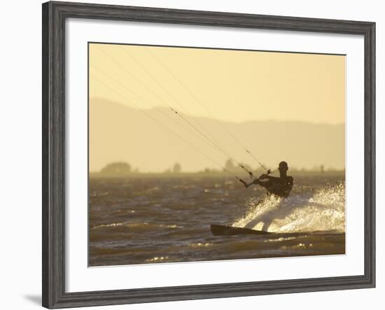 Kite Boarding in the Sacramento River, Sherman Island, Rio Vista, California-Josh Anon-Framed Photographic Print