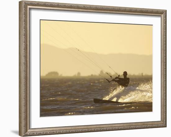 Kite Boarding in the Sacramento River, Sherman Island, Rio Vista, California-Josh Anon-Framed Photographic Print