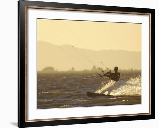 Kite Boarding in the Sacramento River, Sherman Island, Rio Vista, California-Josh Anon-Framed Photographic Print