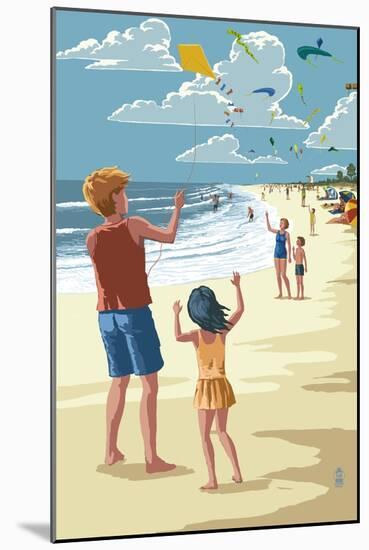 Kite Flyers-Lantern Press-Mounted Art Print