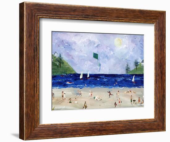 Kite Flying At The Beach-sylvia pimental-Framed Art Print