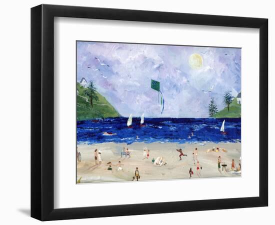 Kite Flying At The Beach-sylvia pimental-Framed Art Print