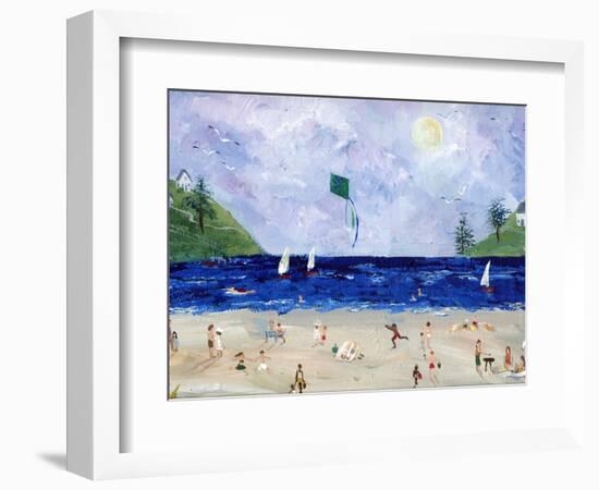 Kite Flying At The Beach-sylvia pimental-Framed Art Print