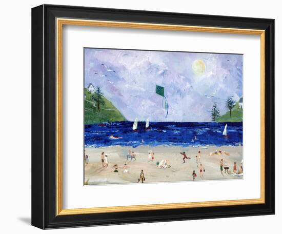 Kite Flying At The Beach-sylvia pimental-Framed Art Print