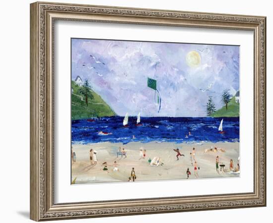 Kite Flying At The Beach-sylvia pimental-Framed Art Print