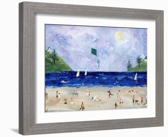Kite Flying At The Beach-sylvia pimental-Framed Art Print