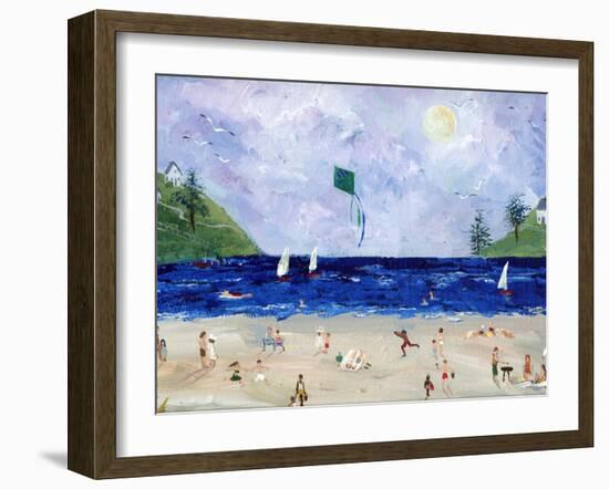 Kite Flying At The Beach-sylvia pimental-Framed Art Print