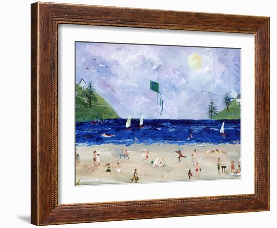 Kite Flying At The Beach-sylvia pimental-Framed Art Print