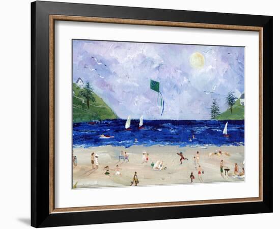 Kite Flying At The Beach-sylvia pimental-Framed Art Print