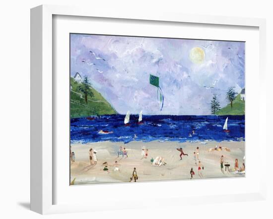 Kite Flying At The Beach-sylvia pimental-Framed Art Print