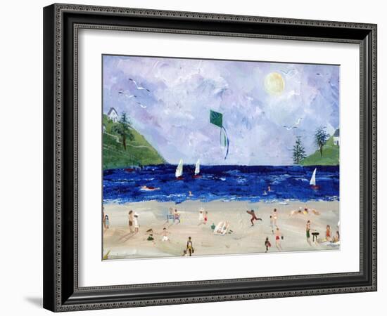 Kite Flying At The Beach-sylvia pimental-Framed Art Print