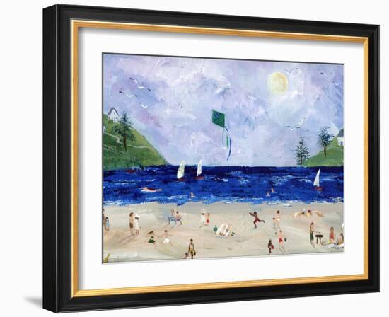 Kite Flying At The Beach-sylvia pimental-Framed Art Print