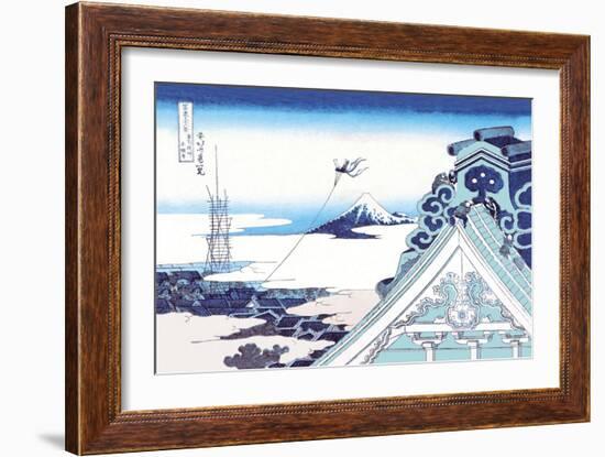 Kite Flying in View of Mount Fuji-Katsushika Hokusai-Framed Art Print