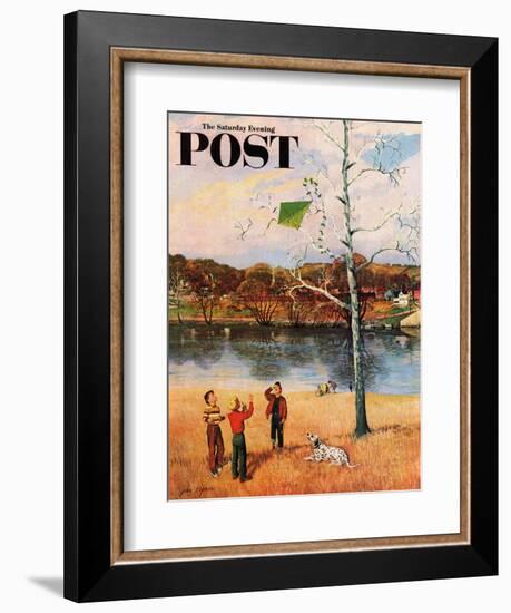 "Kite in the Tree" Saturday Evening Post Cover, March 10, 1956-John Clymer-Framed Giclee Print