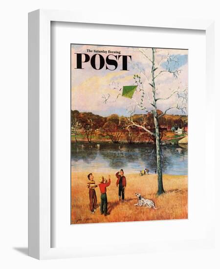 "Kite in the Tree" Saturday Evening Post Cover, March 10, 1956-John Clymer-Framed Giclee Print