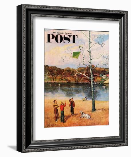 "Kite in the Tree" Saturday Evening Post Cover, March 10, 1956-John Clymer-Framed Giclee Print