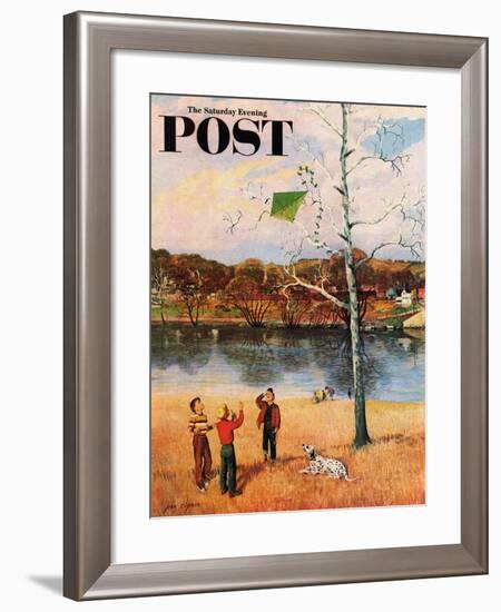 "Kite in the Tree" Saturday Evening Post Cover, March 10, 1956-John Clymer-Framed Giclee Print