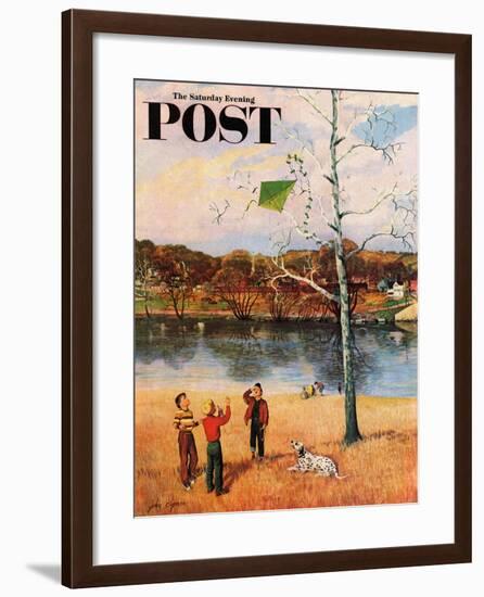 "Kite in the Tree" Saturday Evening Post Cover, March 10, 1956-John Clymer-Framed Giclee Print