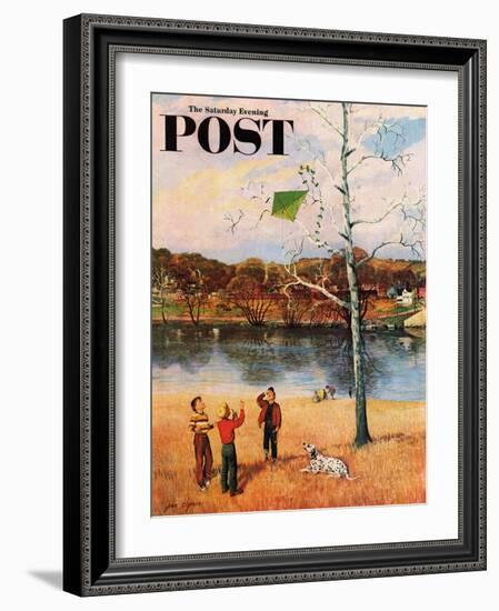 "Kite in the Tree" Saturday Evening Post Cover, March 10, 1956-John Clymer-Framed Giclee Print