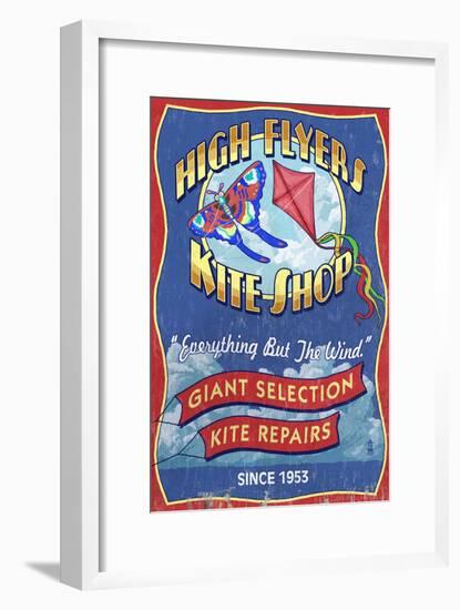 Kite Shop - Vintage Sign-Lantern Press-Framed Art Print