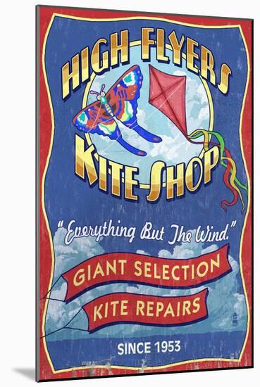 Kite Shop - Vintage Sign-Lantern Press-Mounted Art Print
