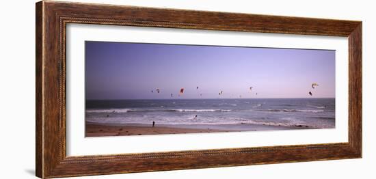 Kite Surfers over the Sea, Waddell Beach, Waddell Creek, Santa Cruz County, California, USA-null-Framed Photographic Print