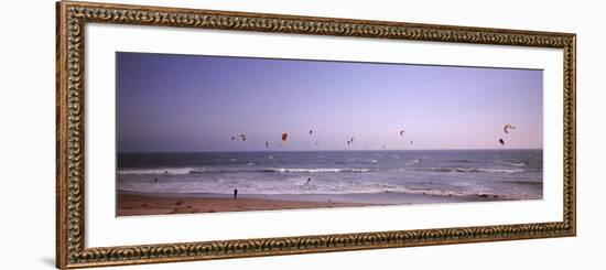 Kite Surfers over the Sea, Waddell Beach, Waddell Creek, Santa Cruz County, California, USA-null-Framed Photographic Print
