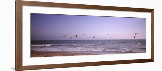 Kite Surfers over the Sea, Waddell Beach, Waddell Creek, Santa Cruz County, California, USA-null-Framed Photographic Print