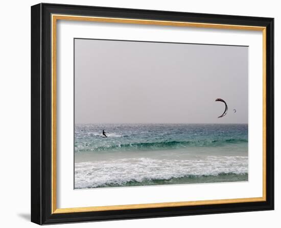 Kite Surfing at Santa Maria on the Island of Sal (Salt), Cape Verde Islands, Africa-R H Productions-Framed Photographic Print