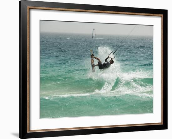 Kite Surfing at Santa Maria on the Island of Sal (Salt), Cape Verde Islands, Atlantic Ocean, Africa-Robert Harding-Framed Photographic Print