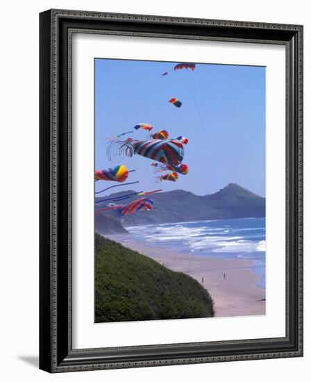 Kites Flying on the Oregon Coast, USA-Janis Miglavs-Framed Photographic Print