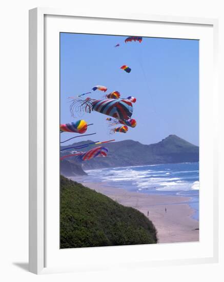 Kites Flying on the Oregon Coast, USA-Janis Miglavs-Framed Photographic Print